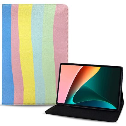 TGK Printed Classic Design Leather Folio Flip Case with Viewing Stand Protective Cover for Xiaomi Mi Pad 5 11″ inch Tablet (Rainbow Pattern_1)