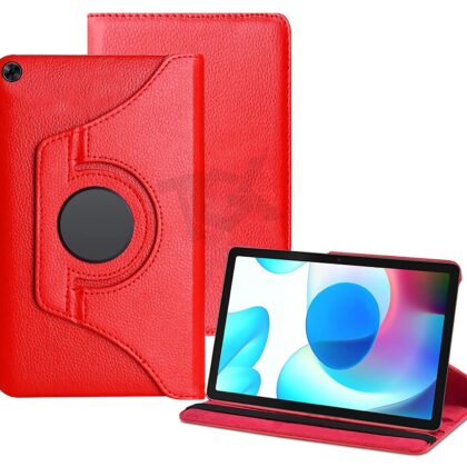 TGK 360 Degree Rotating Leather Stand Case Cover for Realme Pad 10.4 inch – Red