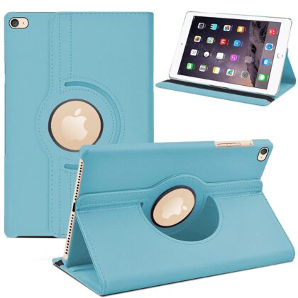 TGK 360 Degree Rotating Leather Auto Sleep Wake Function Smart Case Cover for iPad Air 2 Covers ipad 9.7 inch A1566, A1567 (2014 Launch) Sky Blue