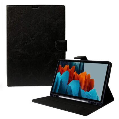 TGK Multipurpose Smart Stand Leather Flip Cover with Silicone Back Case for Samsung Galaxy Tab S8 | S7 (5G/LTE) 11 inch – Black