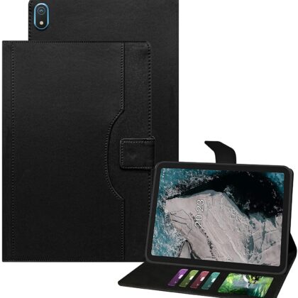 TGK Multi-Angle with Viewing Stand Leather Flip Case Cover for Nokia T20 Tab 10.36 Inch 2021 Model TA-1392 TA-1394 TA-1397 / Nokia Tab T20 10.4 inch Tablet (Black)