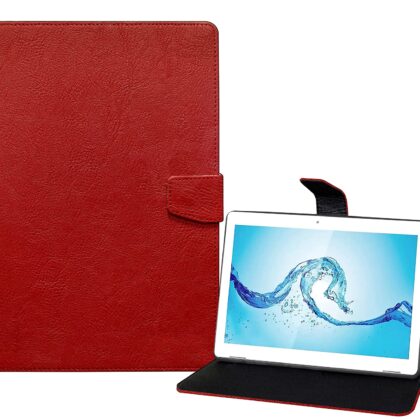 TGK Plain Design Leather Flip Stand Case Cover for Acer One 10 T8-129L Tablet 10.1 Inch (Red)