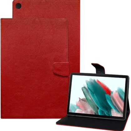 TGK Plain Design Leather Flip Stand Case Cover for Samsung Galaxy Tab A8 10.5 inch [SM-X200/X205/X207] 2022 (Red)