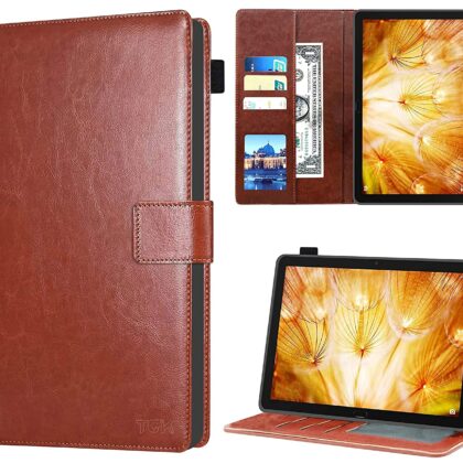 TGK Multi Protective Wallet Leather Flip Stand Case Cover for Huawei Mediapad M5 Lite 10.1 inch, Brown