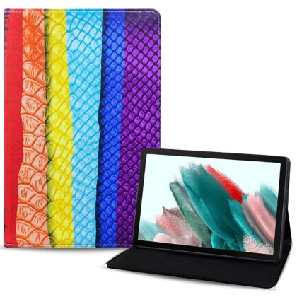 TGK Rainbow Design Leather Folio Flip Case with Viewing Stand Protective Cover for Samsung Galaxy Tab A8 10.5 Inch 2022 (SM-X200/SM-X205/SM-X207) (Snake_Skin_Pattern_1)