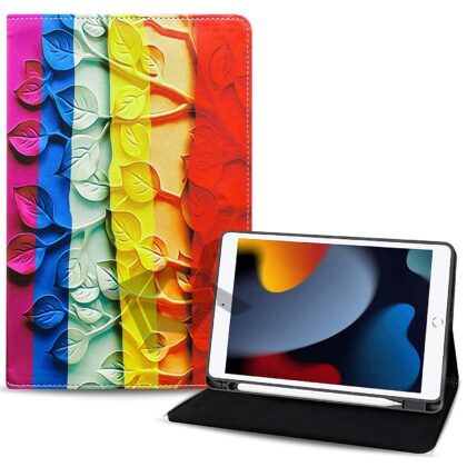 TGK Printed Classic Design Leather Folio Flip Case with Viewing Stand Protective Cover for iPad 10.2 Cover 2021/2020/2019 (iPad 9th Generation / 8th Gen / 7th Gen) (Leaf Pattern)