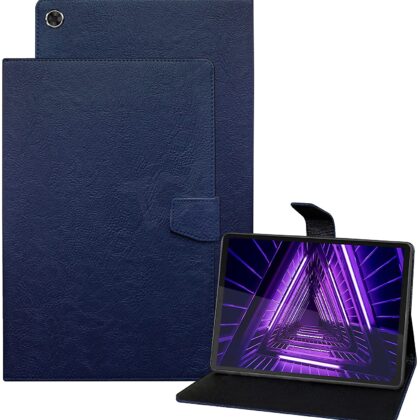 TGK Plain Design Leather Flip Stand Case Cover for Lenovo Tab M10 FHD Plus Cover 1st & 2nd Gen 10.3 inch Tablet [Model TB-X606V / TB-X606F / TB-X606X] Blue