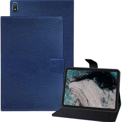 TGK Executive Adjustable Stand Leather Flip Case Cover for Nokia Tab T20 10.4 inch Tablet / Nokia T20 Tab 10.36 Inch 2021 [Model TA-1392 TA-1394 TA-1397] Dark Blue