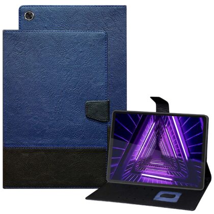 TGK Dual Color Design Leather Flip Case Cover for Lenovo Tab M10 FHD Plus X606V / TB-X606F / TB-X606X 10.3 inch Tablet (Fits 1st & 2nd Gen Both) Blue, Black