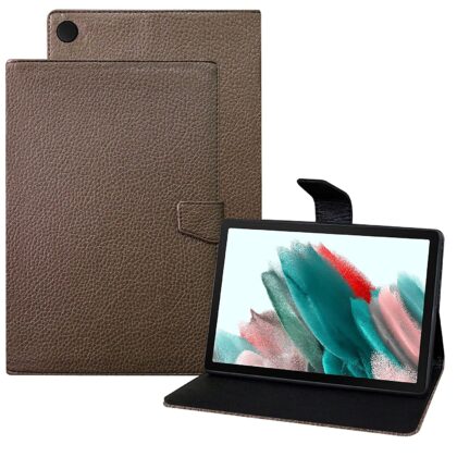 TGK Texture Leather Case with Viewing Stand Flip Cover for Samsung Galaxy Tab A8 10.5 Inch 2022 (SM-X200/SM-X205/SM-X207) (Shiny Brown)