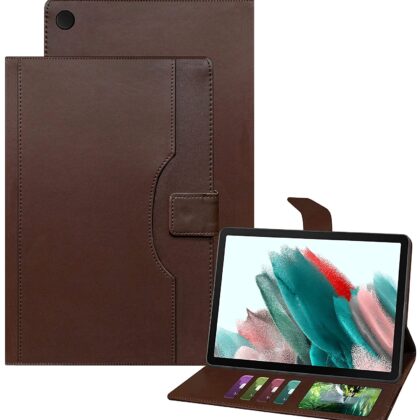 TGK Multi-Angle with Viewing Stand Leather Flip Case Cover for Samsung Galaxy Tab A8 10.5 inch [SM-X200/X205/X207] 2022 (Dark Brown)