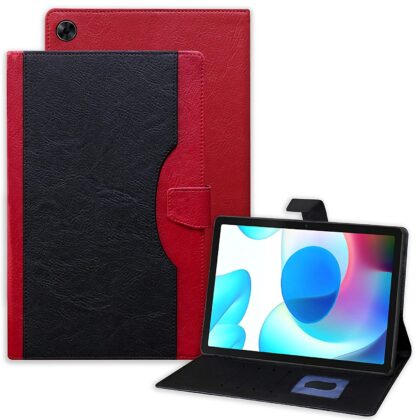 TGK Dual Color Wallet Leather Flip Stand Case Cover for Realme Pad 10.4 inch (Black, Red)
