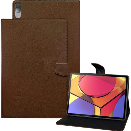 TGK Plain Design Leather Flip Stand Case Cover for Lenovo Tab P11 Pro 11.5 Inch Tablet 2020 Model (TB-J706F/J706L) (Brown)