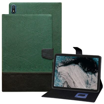 TGK Dual Color Design Leather Flip Case Cover for Nokia Tab T20 10.36 inch Tablet (Green, Black)