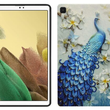 TGK Printed Classic Design Soft Silicon Back Cover for Samsung Galaxy Tab A7 Lite Cover 8.7 Inch SM-T220/T225 (Peacock Pattern)