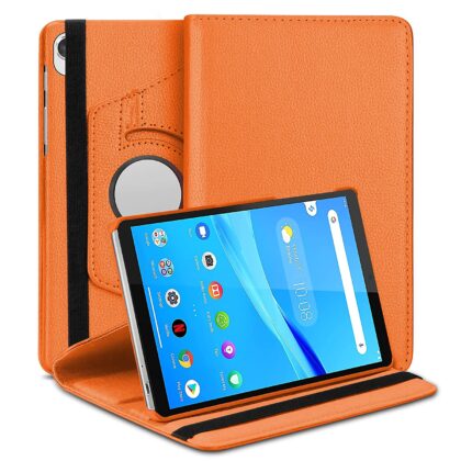 TGK 360 Degree Rotating Leather Stand Case Cover for Lenovo Tab M8 HD / M8 2nd Gen FHD / Tab M8 HD 3rd Gen 8 inch TB-8505 X/F/N/FS TB-8506X TB-8705F/N, Orange