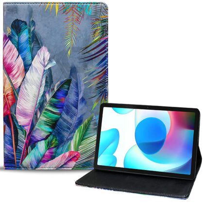 TGK Printed Classic Design Leather Stand Flip Case Cover for Realme Pad 10.4 inch (Colorful Feathers)