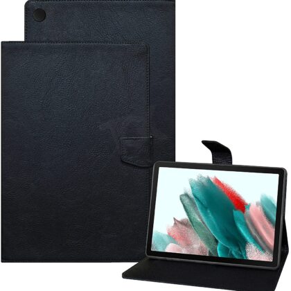 TGK Plain Design Leather Flip Stand Case Cover for Samsung Galaxy Tab A8 10.5 inch [SM-X200/X205/X207] 2022 (Black)