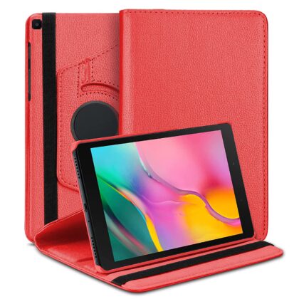TGK 360 Degree Rotating Leather Stand Case Cover for Samsung Galaxy Tab A 8.0 inch (2019) SM-T290, SM-T295 – Red