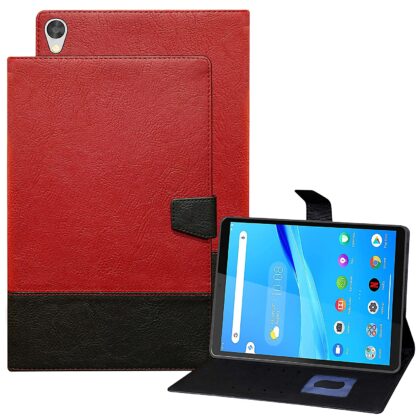 TGK Dual Color Design Leather Flip Case Cover for Lenovo Tab M8 FHD 8 inch 2nd Gen TB-8705F/N/X (Red, Black)