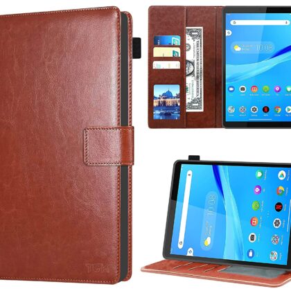 TGK Multi Protective Wallet Leather Flip Stand Case Cover for Lenovo Tab M8 FHD 2nd Gen 8 inch TB-8705F/N/X, Brown