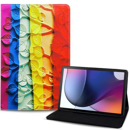 TGK Printed Classic Design with Viewing Stand Leather Flip Case Cover for Motorola Moto Tab G62 10.6 inch Tablet | Motorola Tab G62 with Precise Cutouts (Leaf Pattern)