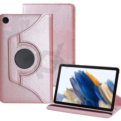 TGK 360 Degree Rotating Leather Stand Case Cover for Samsung Galaxy Tab A8 10.5 Cover 2022 [Model: SM-X200 / SM-X205 / SM-X207] Rose Gold