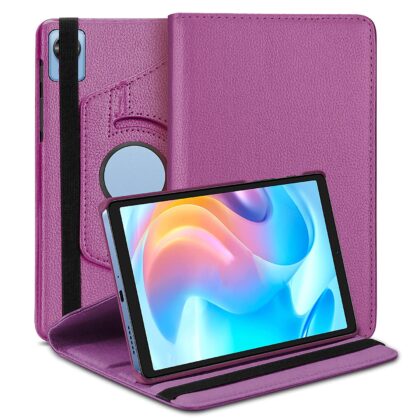 TGK 360 Degree Rotating Leather Stand Case Cover for Realme Pad Mini 8.68 inch Tablet (Purple)