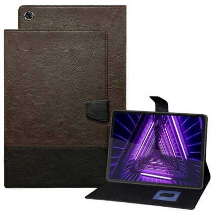 TGK Dual Color Design Leather Flip Case Cover for Lenovo Tab M10 FHD Plus X606V / TB-X606F / TB-X606X 10.3 inch Tablet (Fits 1st & 2nd Gen Both) Brown, Black