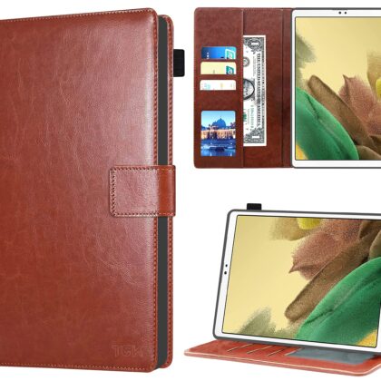 TGK Multi Protective Wallet Leather Flip Stand Case Cover for Samsung Galaxy Tab A7 Lite 8.7″ SM-T220/T225, Brown