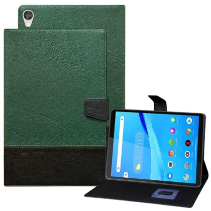 TGK Dual Color Design Leather Flip Case Cover for Lenovo Tab M8 FHD 8 inch 2nd Gen TB-8705F/N/X (Green, Black)