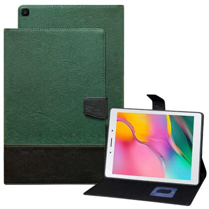 TGK Dual Color Design Leather Flip Case Cover for Samsung Galaxy Tab A 8.0 inch (2019) SM-T290, SM-T295 (Green, Black)