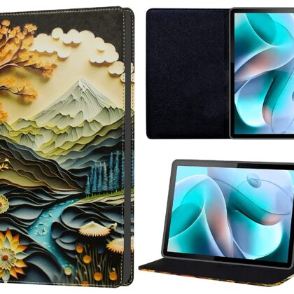 TGK Printed Classic Design Leather Stand Flip Case Cover for Motorola Moto Tab G70 LTE 11 inch Tablet (Scenery Drawing)
