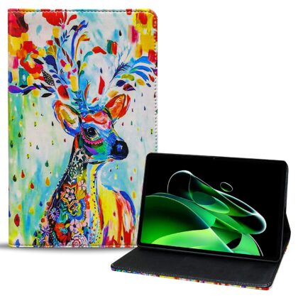 TGK Printed Classic Design Leather Folio Flip Case with Viewing Stand Protective Cover for Realme Pad X 11 inch Tab (Deer-Painting)