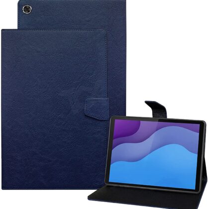 TGK Plain Design Leather Flip Stand Case Cover for Lenovo Tab M10 HD 2nd Gen TB-X306X / Smart Tab M10 HD 2nd Gen TB-X306F (Blue)