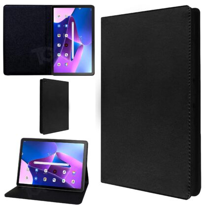 TGK Leather Soft TPU Back Flip Stand Case Cover for Lenovo Tab M10 FHD Plus (3rd Gen) 10.6 inch Tablet TB125FU / TB128XU with Precise Cutouts (Black)