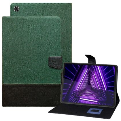 TGK Dual Color Design Leather Flip Case Cover for Lenovo Tab M10 FHD Plus X606V / TB-X606F / TB-X606X 10.3 inch Tablet (Fits 1st & 2nd Gen Both) Green, Black