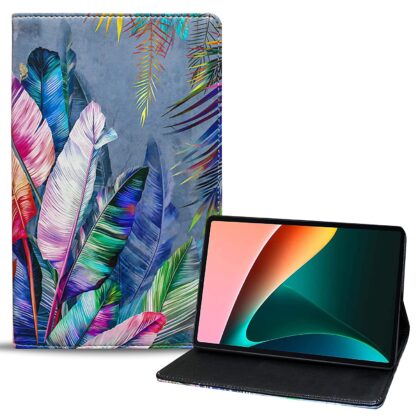 TGK Printed Classic Design Leather Folio Flip Case with Viewing Stand Protective Cover for Xiaomi Mi Pad 5 11″ inch Tablet (Colorful Feathers)