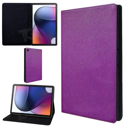 TGK Classy Design Leather TPU Back Flip Stand Case Cover For Motorola Moto Tab G62 10.6 inch Tablet | Motorola Tab G62 with Precise Cutouts (Purple)
