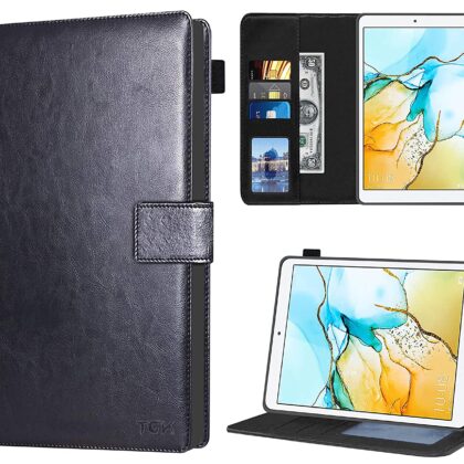 TGK Multi Protective Leather Case with Viewing Stand and Card Slots Flip Cover for Honor Pad 5 8 inch [Release, 2019, July] (Black)