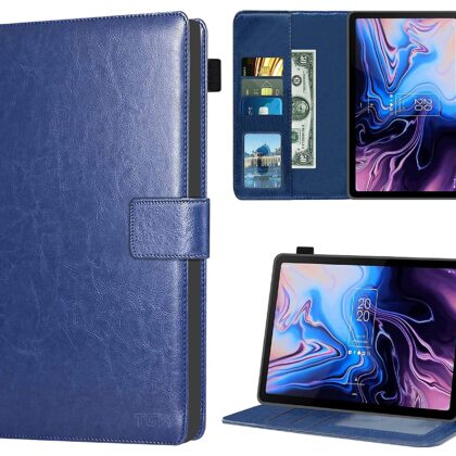 TGK Multi Protective Wallet Leather Flip Stand Case Cover for TCL 10 TAB Max 10.36 inches Tablet, Blue