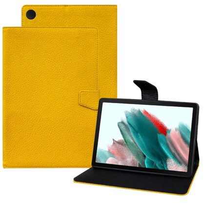 TGK Texture Leather Case with Viewing Stand Flip Cover for Samsung Galaxy Tab A8 10.5 Inch 2022 (SM-X200/SM-X205/SM-X207) (Yellow)