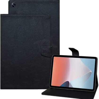 TGK Plain Design with Viewing Stand Protective Leather Flip Case Cover for Oppo Pad Air 10.36 inch Tab with Precise Cutouts (Black)