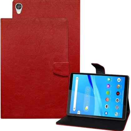 TGK Plain Design Leather Flip Stand Case Cover for Lenovo Tab M8 FHD Cover 8 inch (2nd Gen) TB-8705F, TB-8705N, TB-8705X (Red)