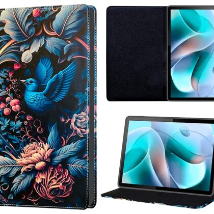 TGK Printed Classic Design Leather Stand Flip Case Cover for Motorola Moto Tab G70 LTE 11 inch Tablet (Blue Bird Design)
