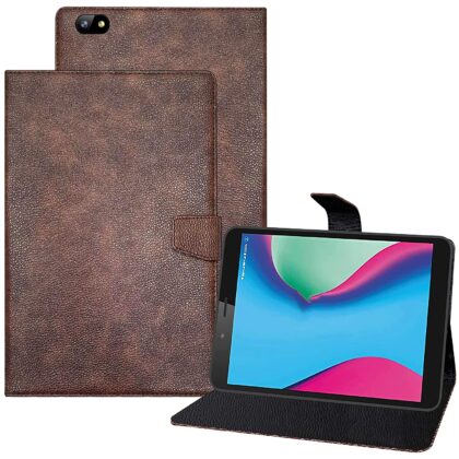 TGK Executive Adjustable Stand Leather Flip Case Cover for Lava T81N Tablet (Brown)