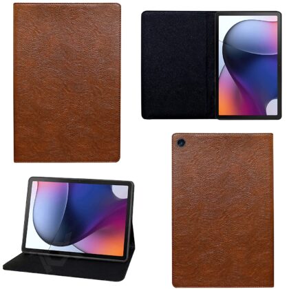 TGK Soft Touch Exterior Leather Flip Stand Case Cover for Motorola Moto Tab G62 10.6 inch Tablet (Tan)