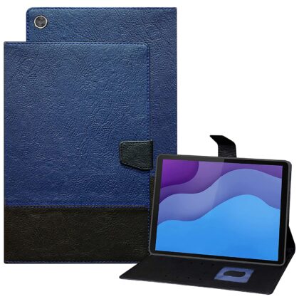 TGK Dual Color Design Leather Flip Case Cover for Lenovo Tab M10 HD 2nd Gen TB-X306X / Smart Tab M10 HD 2nd Gen TB-X306F (Blue, Black)