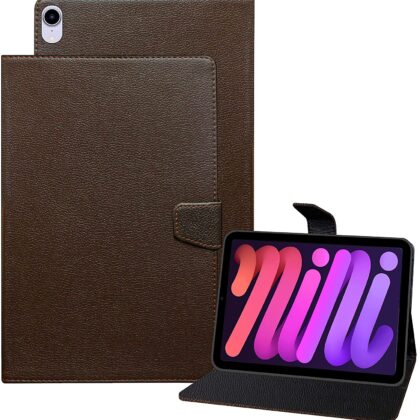 TGK Executive Adjustable Stand Leather Flip Case Cover for iPad Mini 6 (8.3 inch, 6th Gen) Dark Brown