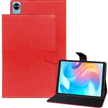 TGK Executive Adjustable Stand Leather Flip Case Cover for Realme Pad Mini 3 / Realme Pad Mini 4 8.68 inch Tablet (Red)
